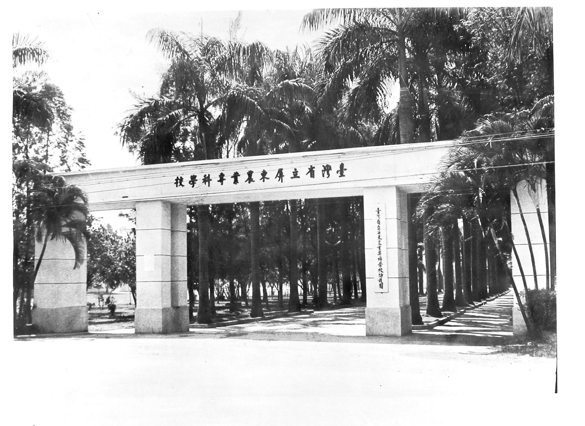 西元1964年台灣省立屏東農業專科學校門口